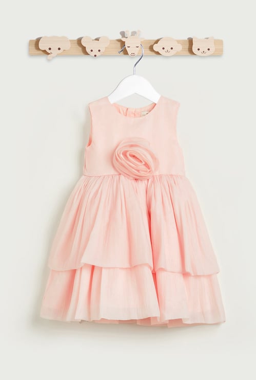 Juniors Textured Tiered Sleeveless Dress