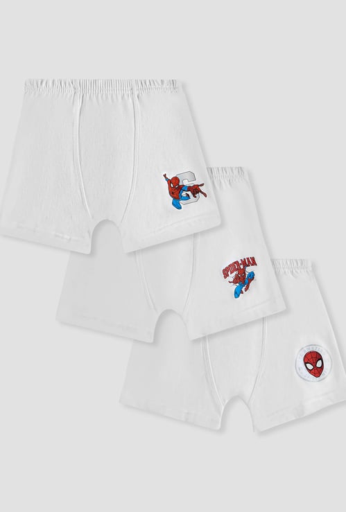 Juniors Spider-Man Print Trunks with Elasticated Waistband - Set of 3