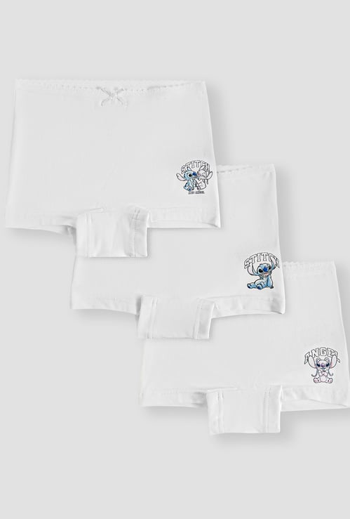 Juniors Stitch and Angel Print Boy Shorts - Set of 3