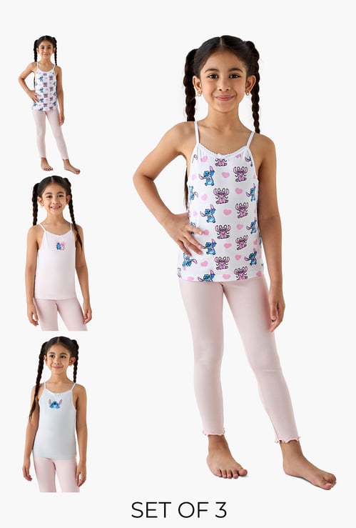 Juniors Stitch Print Camisole with Bow Accent - Set of 3