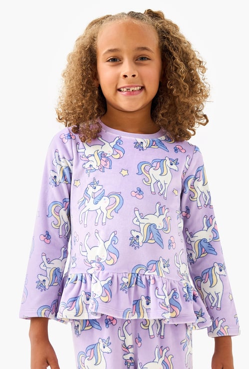 Juniors Unicorn Print T-shirt and Pyjama Set