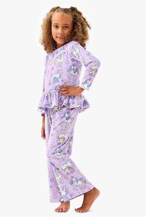 Juniors Unicorn Print T-shirt and Pyjama Set