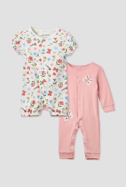 Juniors 2-Piece Printed Sleepsuit and Romper Set