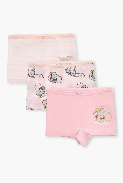 Juniors Dumbo Print Boyshorts with Bow Detail - Set of 3