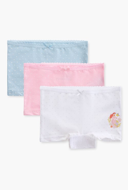 Princess Print Boyshorts with Elasticated Waistband - Set of 3