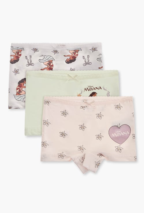 Moana Print Boyshorts with Bow Detail - Set of 3
