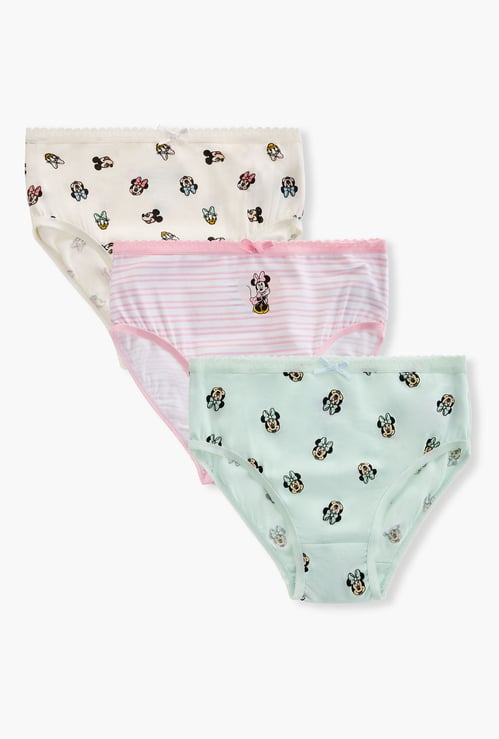 Minnie Mouse Print Briefs with Elasticated Waistband - Set of 3