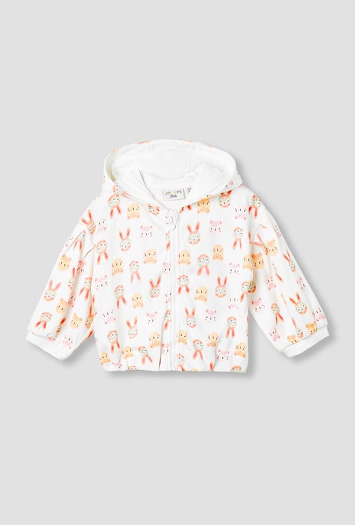 Juniors Animal Print Hooded Sweatshirt with Long Sleeves