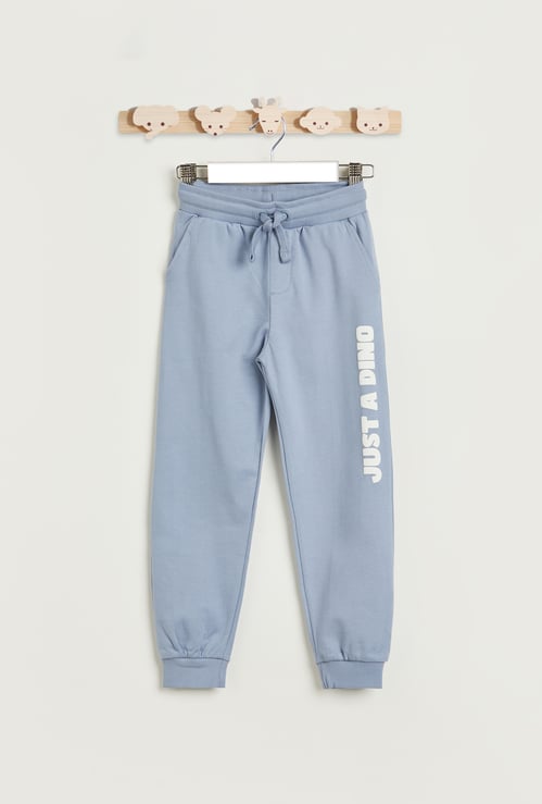 Juniors Slogan Print Joggers with Elasticated Waistband and Pockets