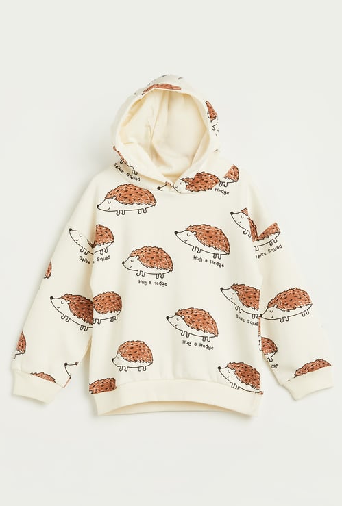 Juniors Hedgehog Print Hooded Sweatshirt