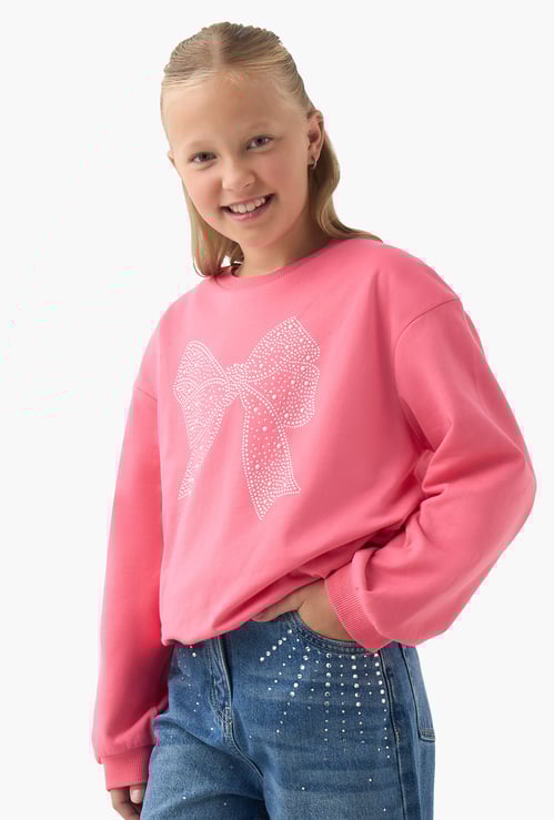 Juniors Embellished Pullover with Long Sleeves