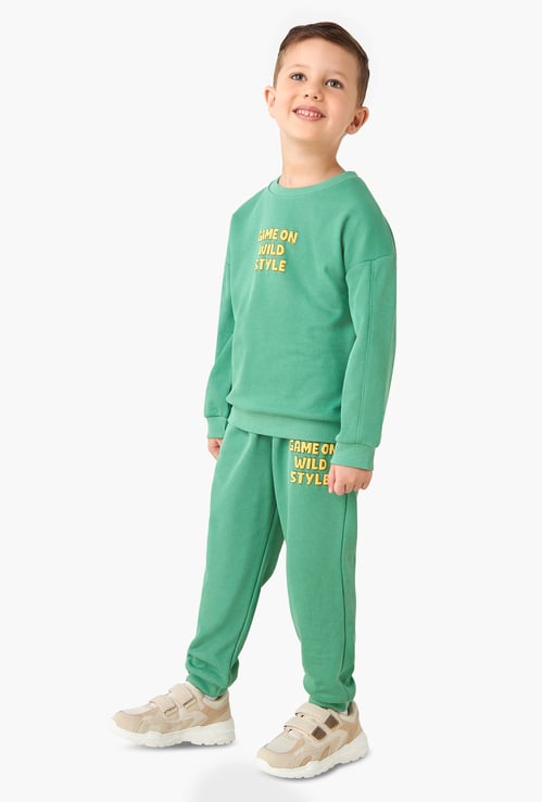 Juniors Slogan Print Sweatshirt and Joggers Set
