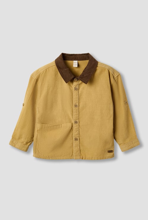 Giggles Textured Collared Shirt with Long Sleeves