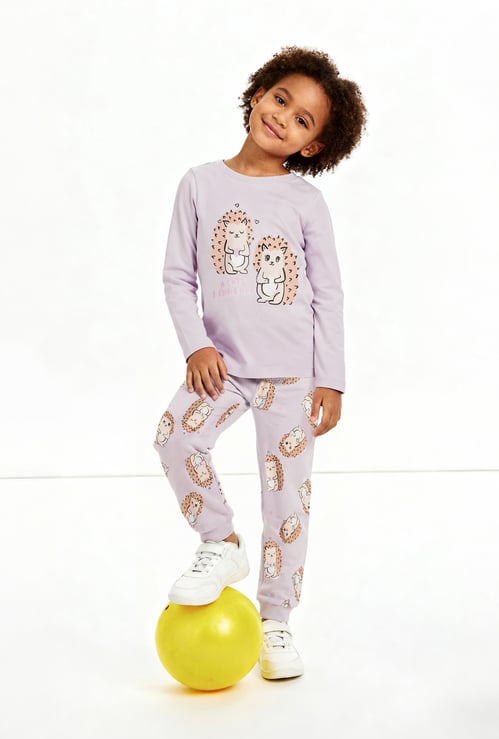 Juniors Hedgehog Print T-shirt and Pyjama Set