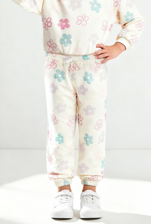Juniors Floral Print Joggers with Pockets