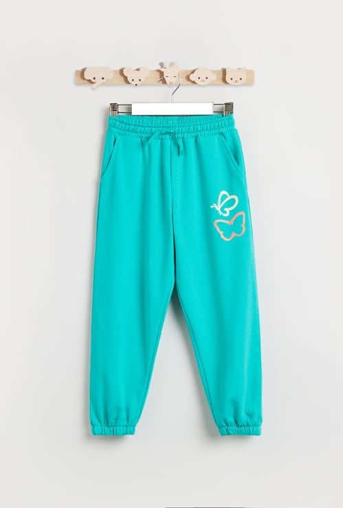 Juniors Butterfly Print Joggers with Pockets