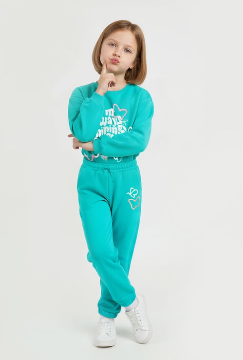 Juniors Butterfly Print Joggers with Pockets