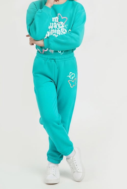 Juniors Butterfly Print Joggers with Pockets