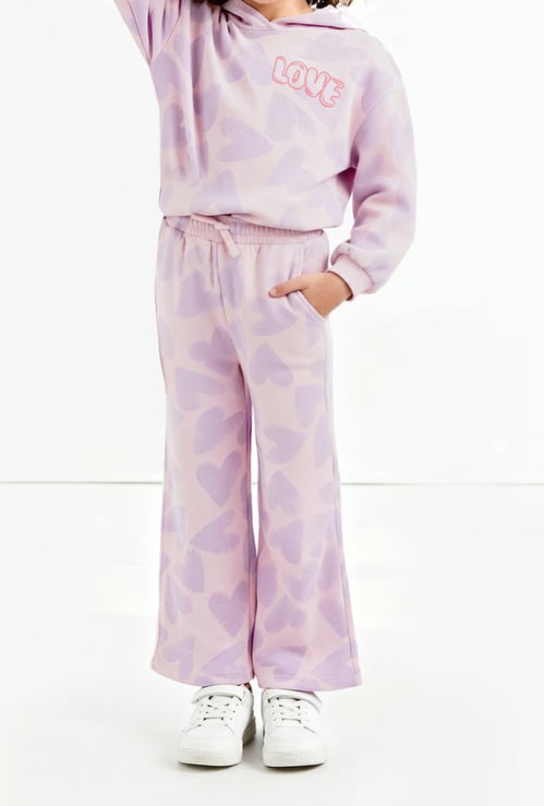 Juniors Heart Print Joggers with Pockets