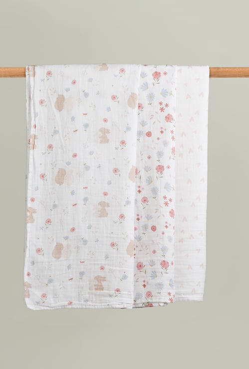 Juniors Printed Muslin Swaddle Blanket - Set of 3