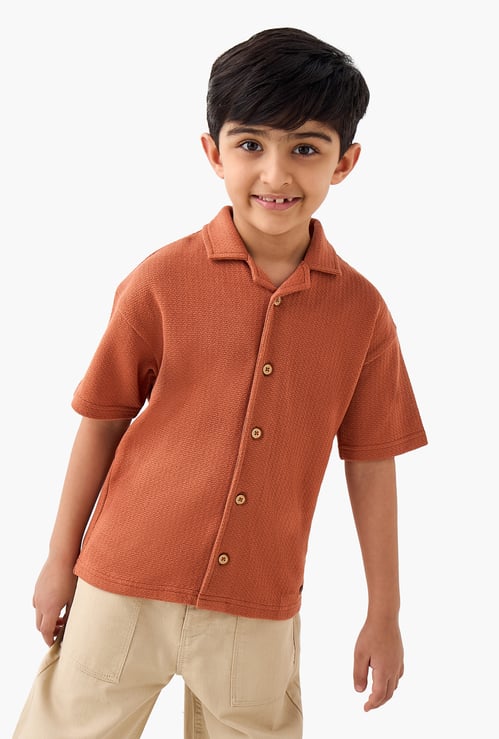 Textured Cuban Collar Shirt