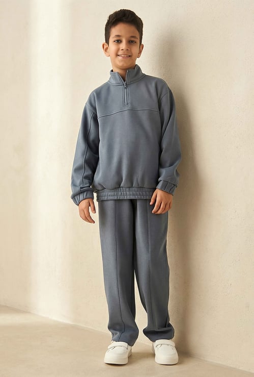 High Neck Sweatshirt and Track Pants Set