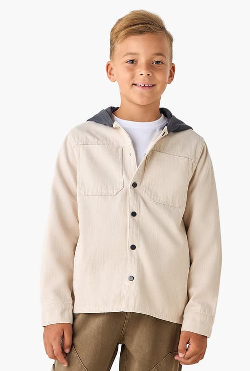 Juniors Contrast Hood Shirt