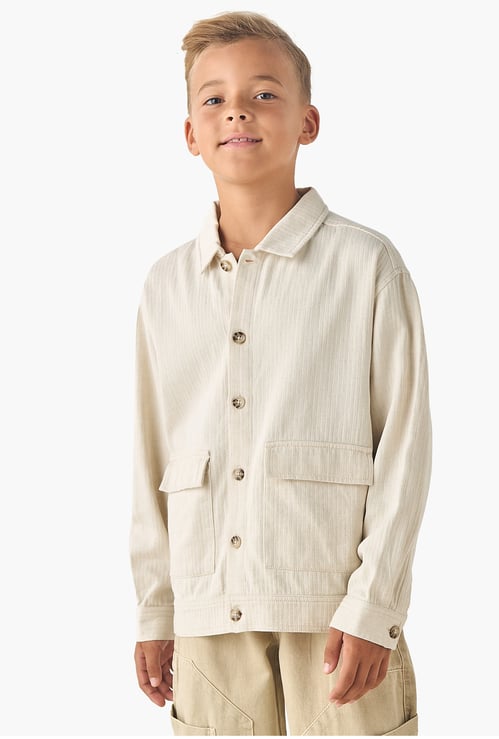 Juniors Herringbone Shirt with Pockets