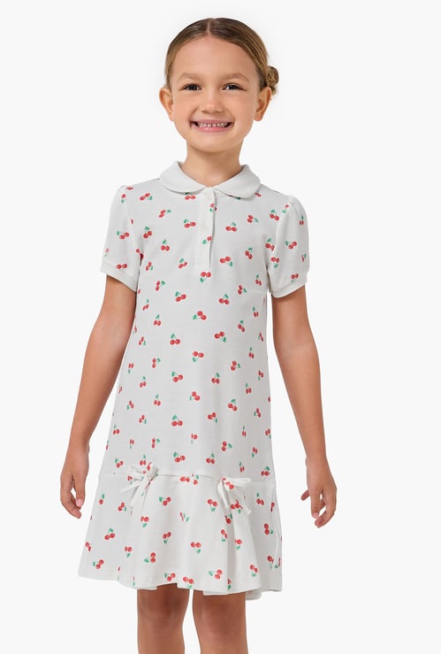 Juniors Cherry Print Drop Waist Dress