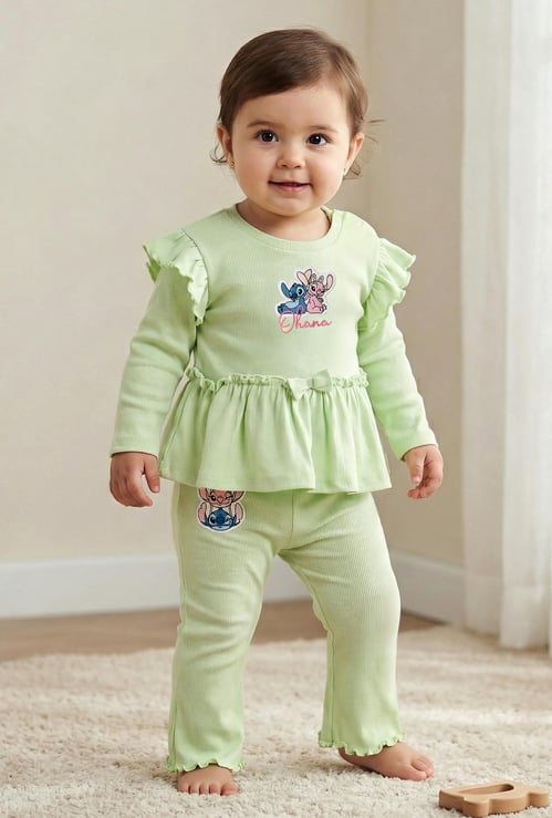 Juniors Stitch Embroidered Top and Pants Set