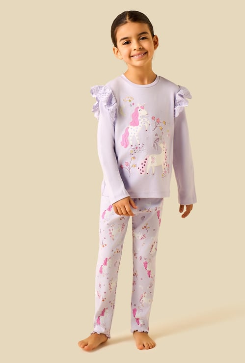 Juniors Unicorn Print T-shirt and Pyjama Set