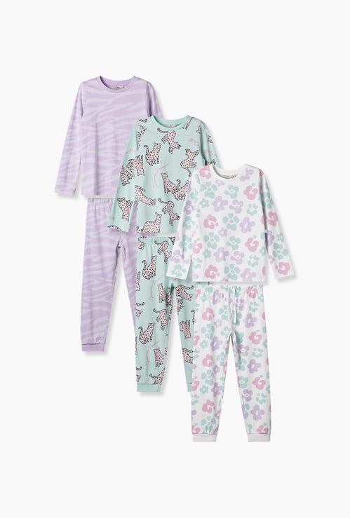 Juniors Printed T-shirt and Pyjama - Set of 3