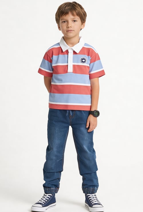 Juniors Striped Polo T-shirt
