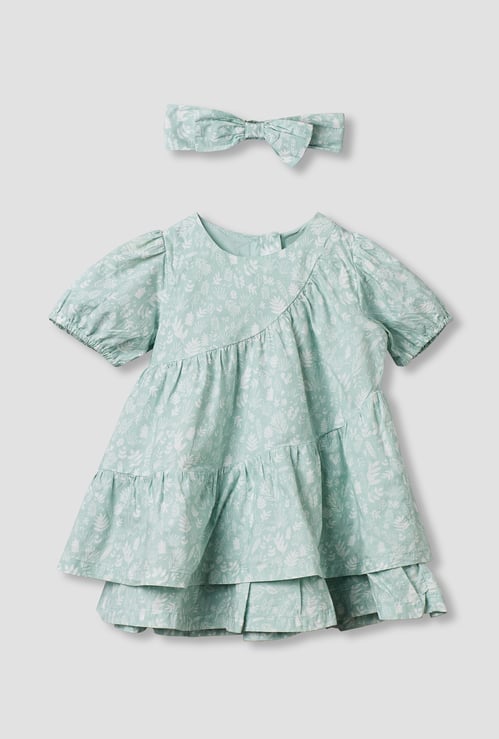 Juniors Floral Print Layered Dress with Headband