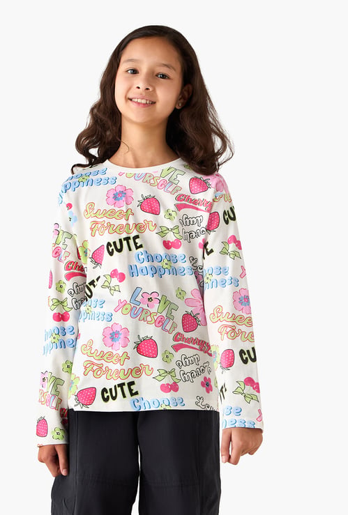 Juniors Printed Long Sleeve T-shirt