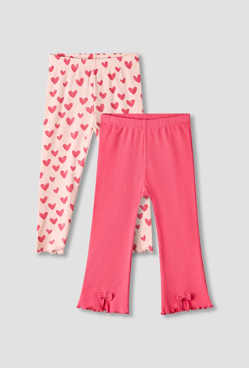 Juniors Assorted Leggings with Elasticated Waist - Set of 2