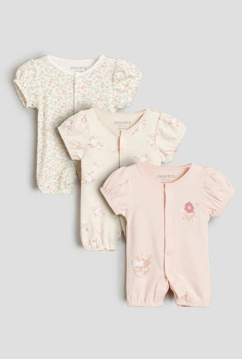 Juniors Floral Print Rompers - Pack of 3