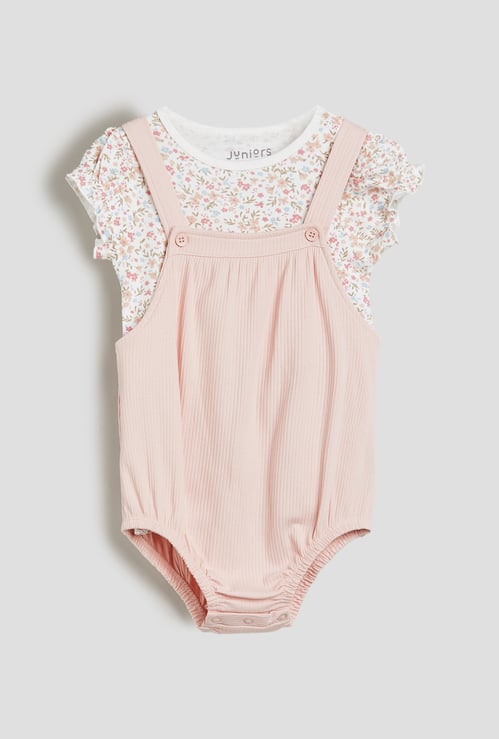 Juniors Ribbed Bodysuit with Printed T-shirt