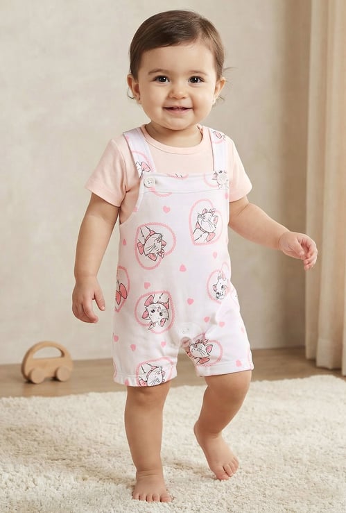 Juniors Marie Printed T-shirt & Dungaree Set