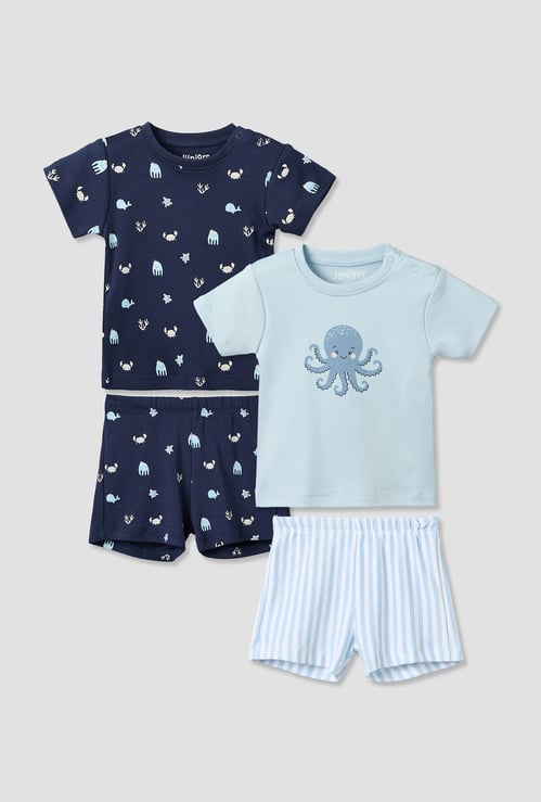 Juniors Printed T-shirt and Shorts Set - Pack of 2