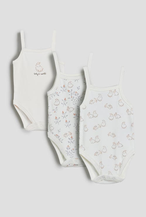 Juniors Printed Strappy Bodysuits - Pack of 3