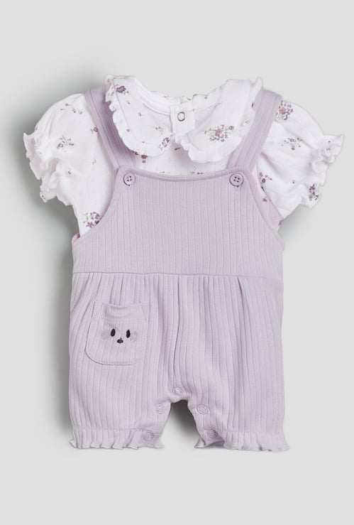 Juniors Ribbed Dungaree & Top Set
