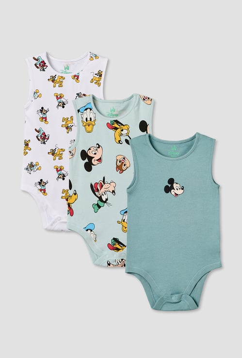 Juniors Mickey Mouse and Friends Print Bodysuits - Pack of 3