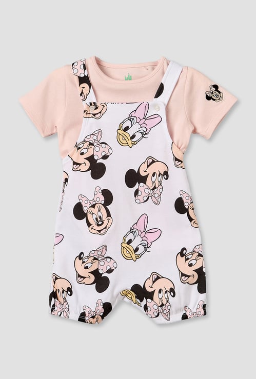 Juniors Minnie Mouse and Daisy Duck Print Dungarees with T-shirt Set