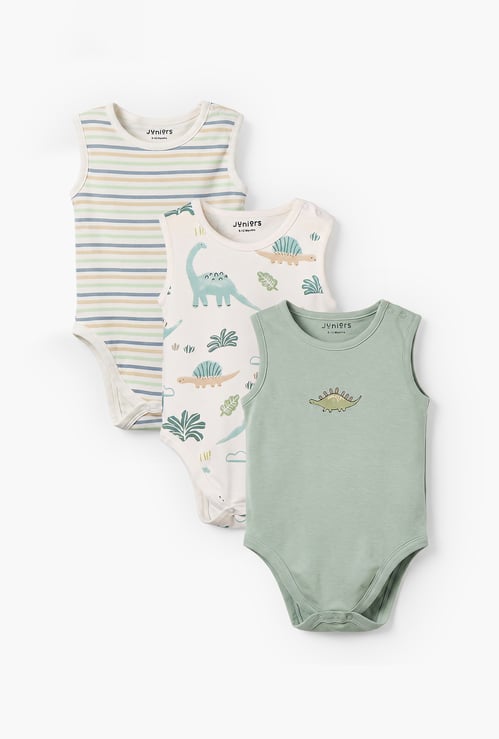 Juniors Dinosaur Print Bodysuit - Pack of 3