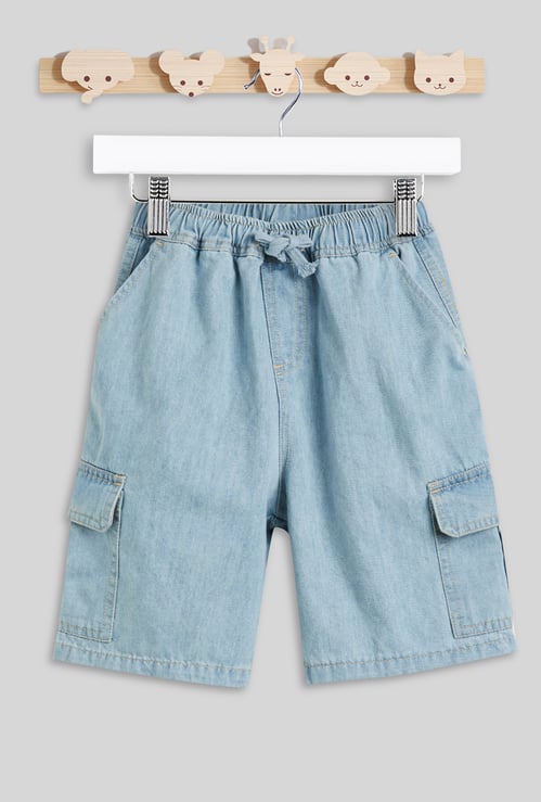 Juniors Washed Denim Cargo Shorts