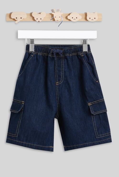 Juniors Washed Denim Cargo Shorts
