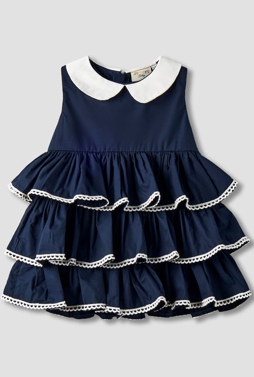 Juniors Lace Trim Layered Dress
