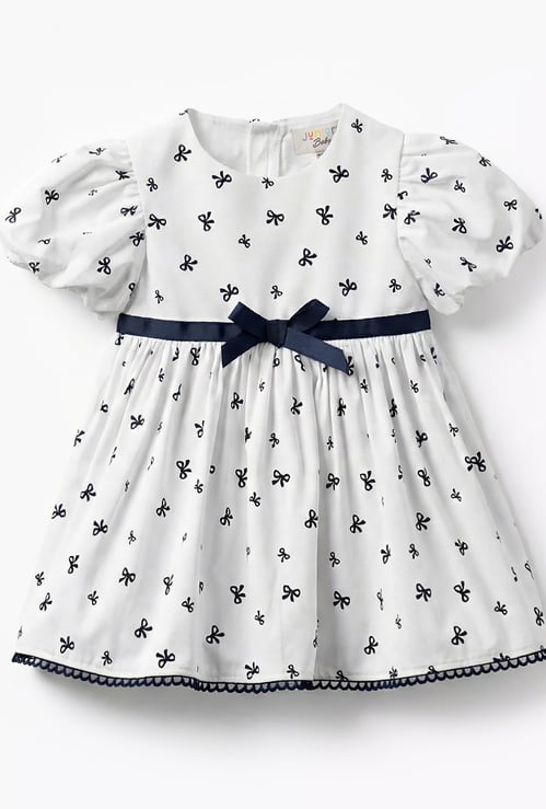 Juniors Bow Print A-line Dress