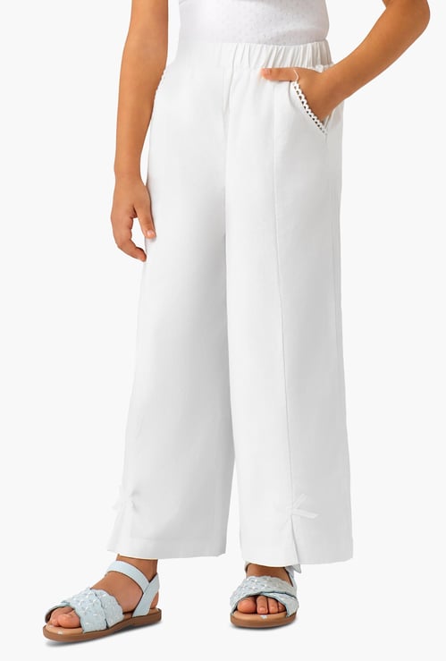 Juniors Lace Trim Wide Leg Trousers